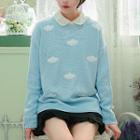 Cloud Appliqu  Sweater Blue - One Size