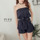 Button Front Strapless Playsuit