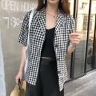 Plaid Short-sleeve Blazer