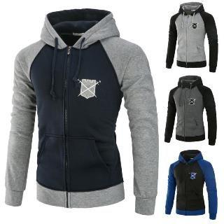 Color Block Zipped Hooded Jacket