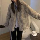 Fluffy Open-front Jacket Gray - One Size