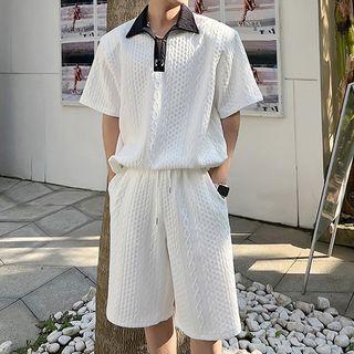 Set: Short-sleeve Two Tone Polo Shirt + Shorts