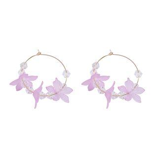 Bead & Resin Flower Hoop Earring