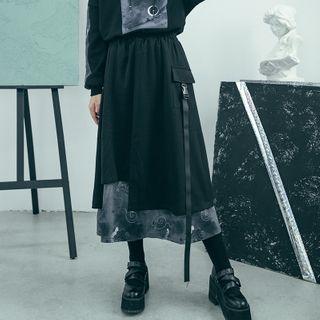 Layered Midi A-line Cargo Skirt