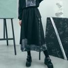 Layered Midi A-line Cargo Skirt