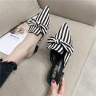 Striped Bow Block Heel Mules