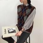 Argyle Sweater Vest Beige - One Size