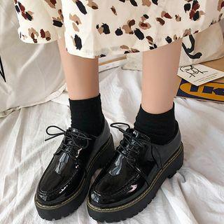 Patent Lace-up Platform Shoes