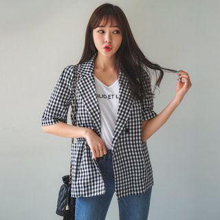 Short-sleeve Gingham Jacket