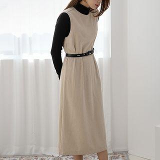 Sleeveless Corduroy Long Dress