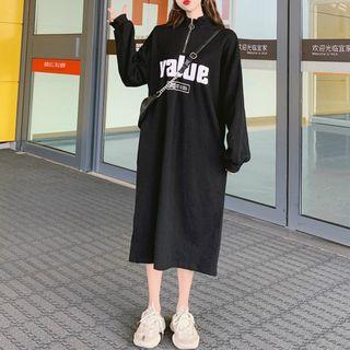 Letter Half-zip Sweatshirt Dress