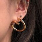 Alloy Twisted Hoop Earring 1 Pair - As Shown In Figure - One Size