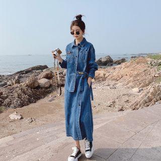 Long Lapel Denim Dress