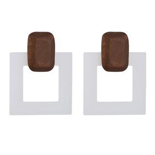 Square Drop Statement Earring As Shown In Figure - One Size