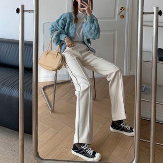 Contrast Stitching Straight-leg Pants