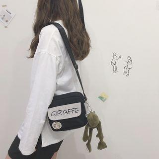 Two-tone Canvas Lettering Crossbody Bag