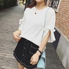 Bow Accent Elbow Sleeve T-shirt