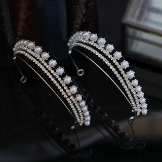 Rhinestone Faux Pearl Wedding Tiara