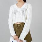 Bow-back Cropped Pointelle Knit Top Milky White - One Size