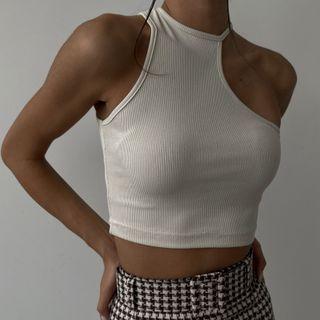 Asymmetric Cut-out Sleeveless Crop Top