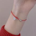 Sterling Silver Bead Bracelet Red - One Size