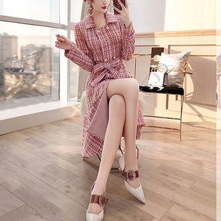 Double Breasted Plaid Coat Dress