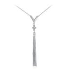 925 Sterling Silver Simple Tassel Necklace Silver - One Size