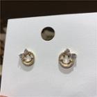Smiley Rhinestone Alloy Earring 1 Pc - Gold - One Size
