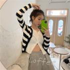 Long-sleeve Mock Two Piece Button Knit Top