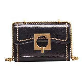 Faux-leather Chain-strap Flap Cross Bag