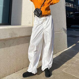 Drawstring Low-waist Wide-leg Pants