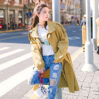 Plain Long Mock Two-piece Jacket