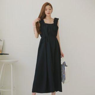 Sleeveless Frilled Maxi Dress With Sash