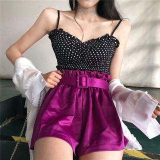 Spaghetti Strap Dotted Top / Wide-leg Shorts