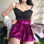 Spaghetti Strap Dotted Top / Wide-leg Shorts