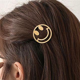 Smiley Face Hair Clip Silver - One Size
