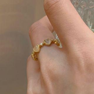 Heart Alloy Open Ring 1 Piece - Ring - 14k - Gold - One Size