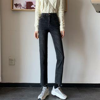 High-waist Washed Crop Jeans