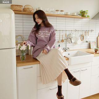 Letter Fleece-lined Oversized Sweatshirt
