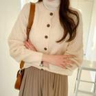 Plus Size Round-neck Cable-knit Cardigan