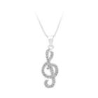 925 Sterling Silver Note Pendant With White Cubic Zircon And Necklace