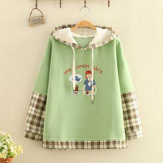 Check Panel Printed Hoodie