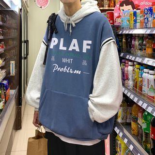 Mock Two-piece Printed Oversized Hoodie