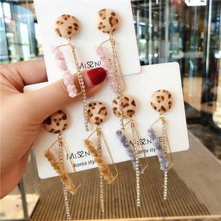 Leopard Print Faux Crystal Rhinestone Fringed Earring