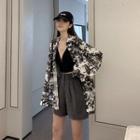 Slit-side Dip-back Pattern Shirt Black - One Size