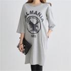 Pocket-side Lettering Pullover Dress