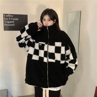 Checkered Zip Jacket Black - One Size
