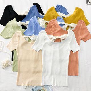 Ribbon-back Light Knit Top