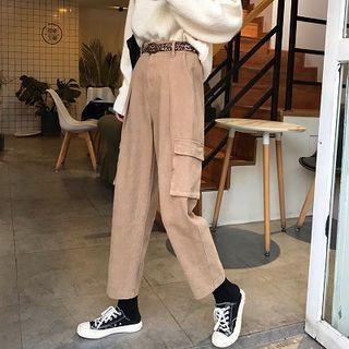 Pocketed Cropped Straight-cut Pants