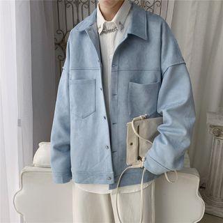 Faux-suede Plain Loose-fit Jacket
